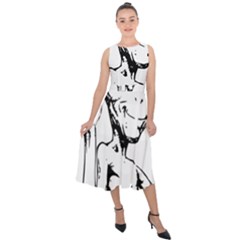 Paul Alien Midi Tie-back Chiffon Dress by KenArtShop