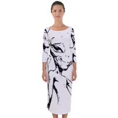 Paul Alien Quarter Sleeve Midi Bodycon Dress by KenArtShop