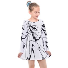 Paul Alien Kids  Long Sleeve Dress by KenArtShop