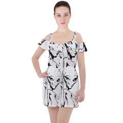 Paul Alien Ruffle Cut Out Chiffon Playsuit by KenArtShop