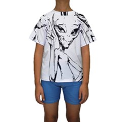 Paul Alien Kids  Short Sleeve Swimwear by KenArtShop