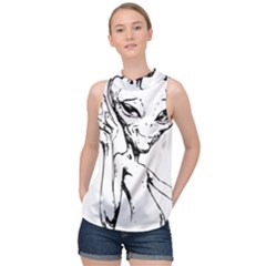 Paul Alien High Neck Satin Top by KenArtShop