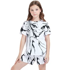 Paul Alien Kids  Tee And Sports Shorts Set by KenArtShop