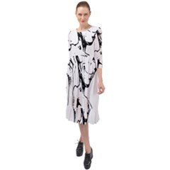 Paul Alien Ruffle End Midi Chiffon Dress