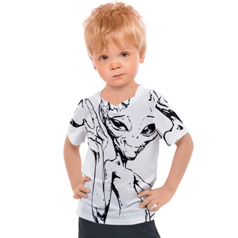 Paul Alien Kids  Sports Tee by KenArtShop