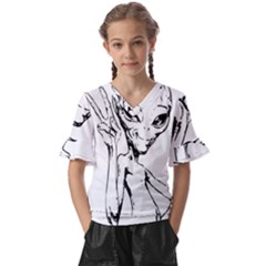 Paul Alien Kids  V-neck Horn Sleeve Blouse