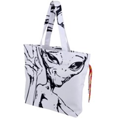 Paul Alien Drawstring Tote Bag by KenArtShop