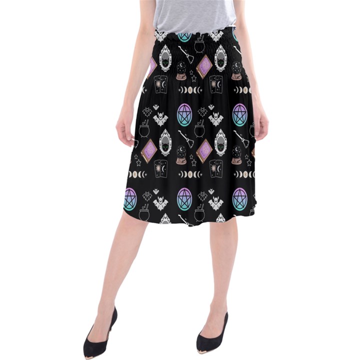 Witch Goth Pastel Pattern Midi Beach Skirt