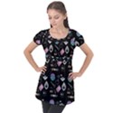 Witch Goth Pastel Pattern Puff Sleeve Tunic Top View1