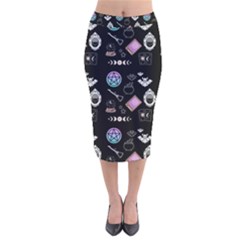 Witch Goth Pastel Pattern Velvet Midi Pencil Skirt by NerdySparkleGoth