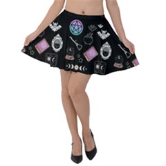 Witch Goth Pastel Pattern Velvet Skater Skirt by NerdySparkleGoth