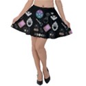 Witch Goth Pastel Pattern Velvet Skater Skirt View1