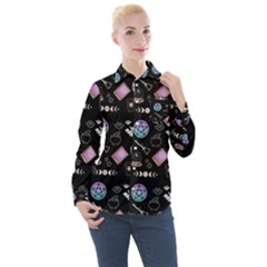 Witch Goth Pastel Pattern Women s Long Sleeve Pocket Shirt