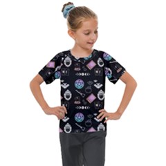 Witch Goth Pastel Pattern Kids  Mesh Piece Tee