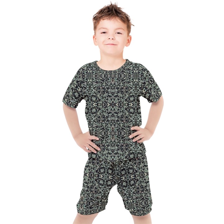 Initricate Ornate Abstract Print Kids  Tee and Shorts Set