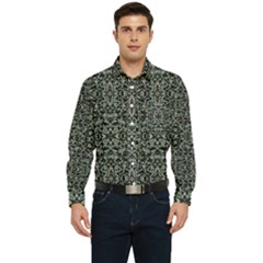 Initricate Ornate Abstract Print Men s Long Sleeve Pocket Shirt 