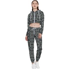 Initricate Ornate Abstract Print Cropped Zip Up Lounge Set