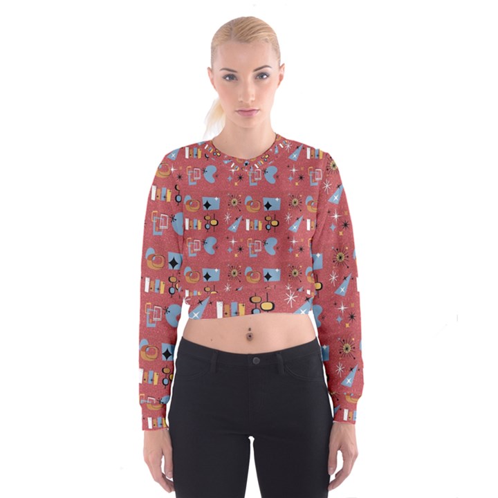 50s Small Print Cropped Sweatshirt