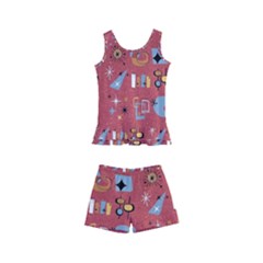 50s Small Print Kids  Boyleg Swimsuit