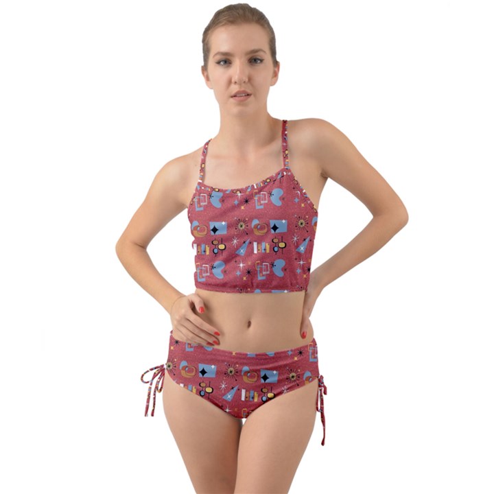 50s Small Print Mini Tank Bikini Set