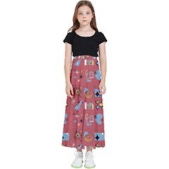 50s Small Print Kids  Flared Maxi Skirt