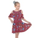 50s Small Print Kids  Shoulder Cutout Chiffon Dress View1