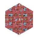 50s Small Print Wooden Puzzle Hexagon View1