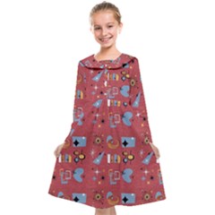 50s Small Print Kids  Midi Sailor Dress