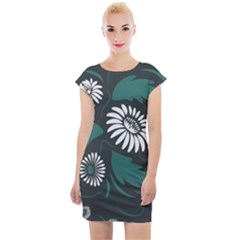 Folk Flowers Pattern Cap Sleeve Bodycon Dress by Eskimos