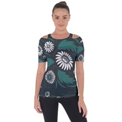 Folk Flowers Pattern Shoulder Cut Out Short Sleeve Top by Eskimos