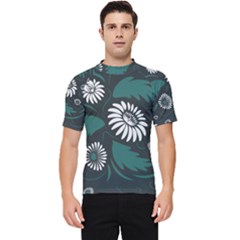 Folk Flowers Pattern Men s Short Sleeve Rash Guard