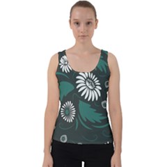 Folk Flowers Pattern Velvet Tank Top by Eskimos