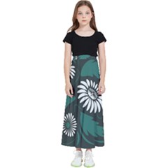 Folk Flowers Pattern Kids  Flared Maxi Skirt