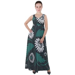 Folk Flowers Pattern Empire Waist Velour Maxi Dress by Eskimos