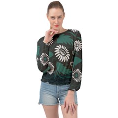 Folk Flowers Pattern Banded Bottom Chiffon Top by Eskimos