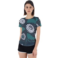 Folk Flowers Pattern Back Cut Out Sport Tee by Eskimos