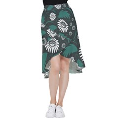 Folk Flowers Pattern Frill Hi Low Chiffon Skirt