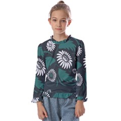 Folk Flowers Pattern Kids  Frill Detail Tee