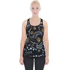 Folk Flowers Pattern Piece Up Tank Top by Eskimos