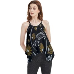 Folk Flowers Pattern Flowy Camisole Tank Top