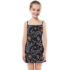 Folk Flowers Pattern Kids  Summer Sun Dress by Eskimos