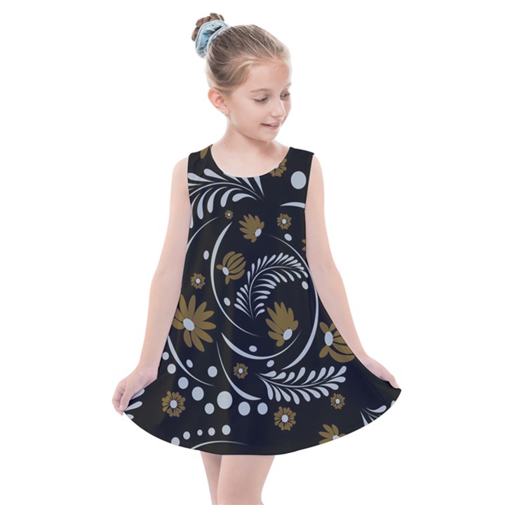 Folk flowers pattern Kids  Summer Dress