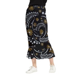 Folk Flowers Pattern Maxi Fishtail Chiffon Skirt