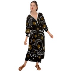 Folk Flowers Pattern Grecian Style  Maxi Dress by Eskimos