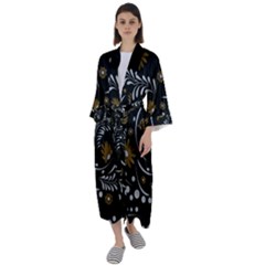 Folk Flowers Pattern Maxi Satin Kimono by Eskimos