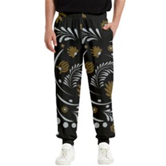 Folk Flowers Pattern Men s Elastic Waist Pants by Eskimos