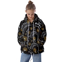 Folk Flowers Pattern Kids  Oversized Hoodie by Eskimos