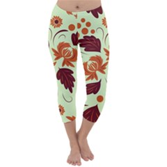 Folk Flowers Pattern Capri Winter Leggings  by Eskimos