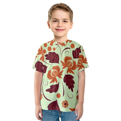 Folk Flowers Pattern Kids  Sport Mesh Tee by Eskimos