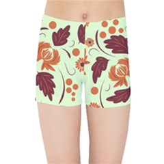 Folk Flowers Pattern Kids  Sports Shorts by Eskimos